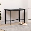 VYNXARIA Handwoven Paper Rope Foot Rest Stools: Stylish Ottomans for Entryway, Living Room, Bedroom & Office (Black) - 2 of 4