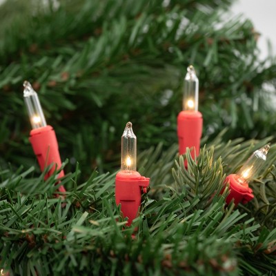 Clear Mini Incandescent Christmas Tree Lights with Red Wire