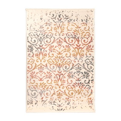 Modern Distressed Damask Casual Transitional Indoor Area Rug by Blue Nile Mills