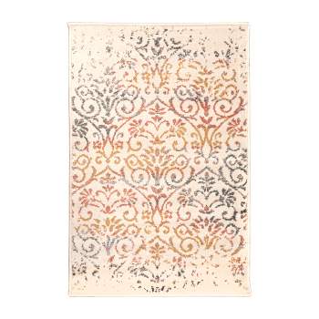 Modern Distressed Damask Casual Transitional Indoor Area Rug by Blue Nile Mills