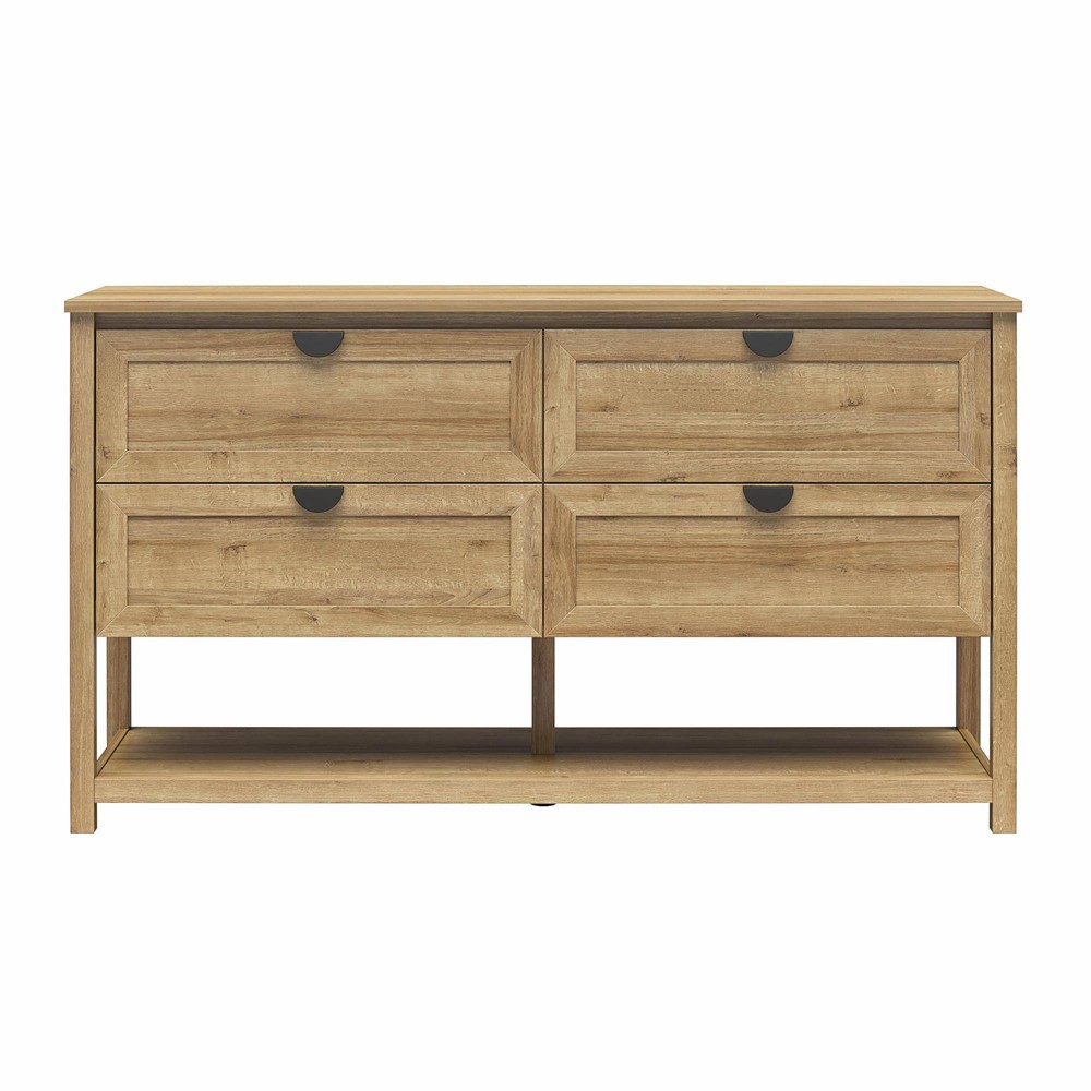 Photos - Dresser / Chests of Drawers Primrose Wide 4 Drawer Dresser with Lower Shelf Natural - Mr. Kate