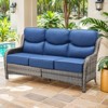 Buenhomino Patio Sofa 3-Seat Wicker Couch with 6" Thick Cushion - Outdoor Furniture Rattan Sofa with High Back for Garden Porch Sunroom - 2 of 4
