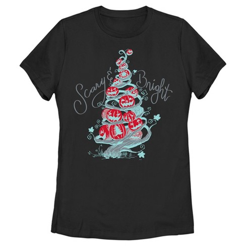 Women's The Nightmare Before Christmas Scary & Bright Tree T-shirt ...