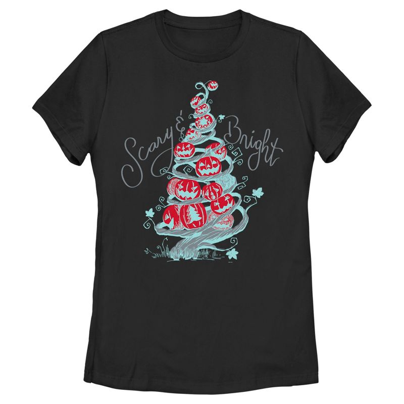 Women's The Nightmare Before Christmas Scary & Bright Tree T-Shirt, 1 of 5