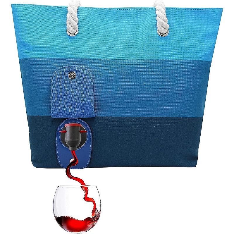 PortoVino Canvas Tote Bag that Holds and Pours 2 bottles of Wine, 2 of 4