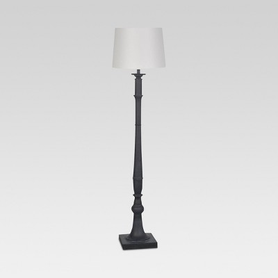 black wood floor lamp