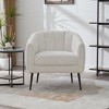 Mlmh & Kngwa 29.9"W Modern Living Room Accent Chair,Upholstered Chenille Barrel Chair with Metal Legs - 2 of 4