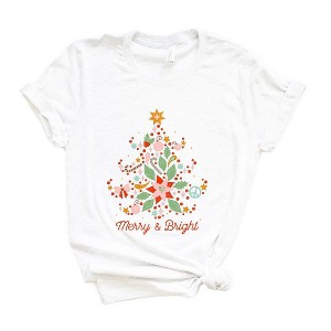 Simply Sage Market Women's Merry and Bright Christmas Tree Grunge Short Sleeve Graphic Tee - 1 of 3
