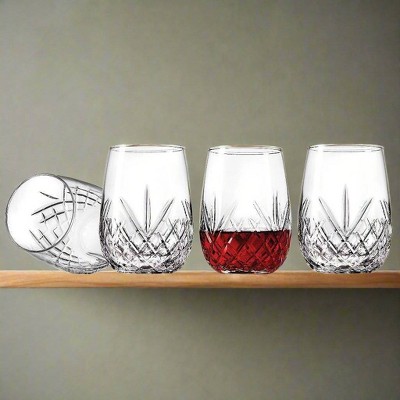 Dublin Collection Clear Crystal Stemless Wine Glasses Set of 4