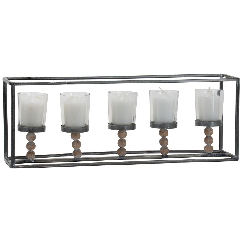 Gray Metal 5 Votive Candle Holder with Glass Inserts - Foreside Home & Garden, 1 of 9