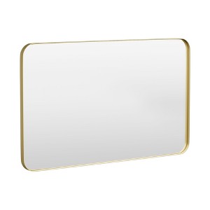 Tempered Glass Rounded Rectangle Framed Wall-Mounted Bathroom Vanity Mirror - 1 of 1