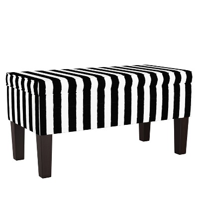 Mila Storage Bench Black White Stripe, Black And White Striped Vanity Stool