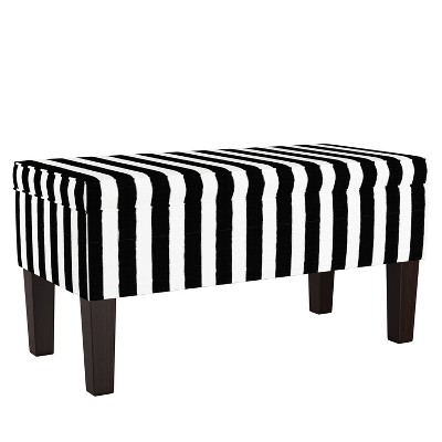 Mila Storage Bench Black/White Stripe - Skyline Furniture