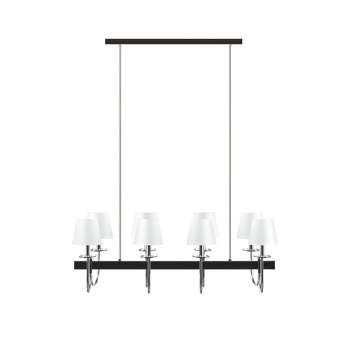 LIVN CO. Dining Area 8-Light Chandelier with Drum Shades Black/Silver Finish