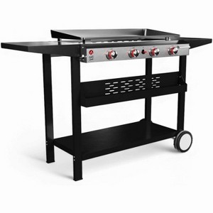 GasOne Flat Top Grill with 4 Burners Premium Propane Outdoor Grill Cart Stainless Steel Auto Ignition Camping Grill Outdoor Griddle - 1 of 4