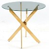 Homy Casa Round Glass Dining Table, Clear Top with Gold Metal Base – Modern Glam Accent - 2 of 4