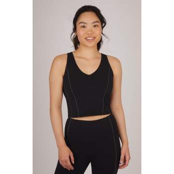 Yogalicious Women's Pure Cloud Nicki Basic Fitted Muscle Cropped Tank Top,  Black, Large - Yahoo Shopping