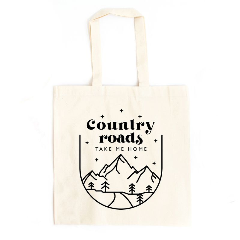 City Creek Prints Country Road Mountains Canvas Tote Bag - 15x16 - Natural, 1 of 3