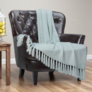 Chanasya Mini Geometric Maze Acrylic Throw Blanket With Tassels - 1 of 4