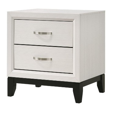 Vynxaria Contemporary 2-Drawer Nightstand/End Table - White Chalk Finish, Metal Pull Handles, Durable Wooden Build, Bedroom/Living Room Furniture