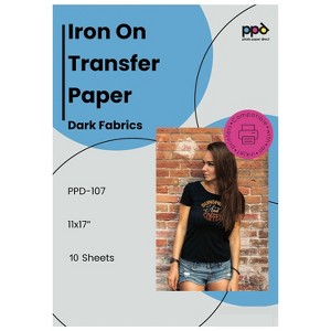 PPD Dark Iron-On Transfer Paper 11x17" 10 sheets for Inkjet Printers - 1 of 4