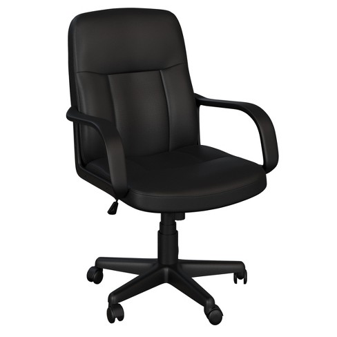 Office Chair – Adjustable Height Computer Chair with Wheels, Square Tilting  Leather Back, Foam Seat, Swivels in 360-Degrees by Lavish Home (Black)