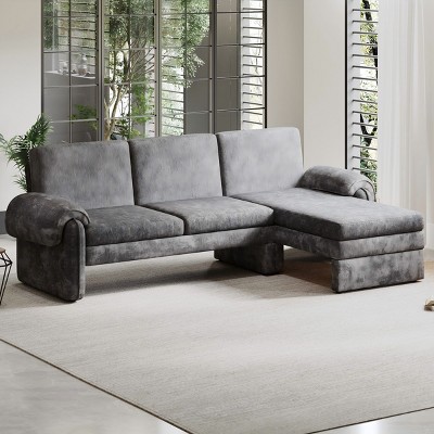 94 Inch Sofa Bed Futon,Convertible Futon Sofa Beda Reversible Chaise Lounge and Two Removable Armrest Pillows-Maison Boucle