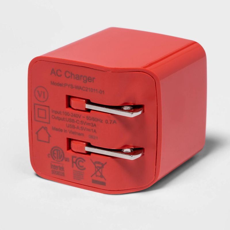 2-Port 20W USB-A and USB-C Wall Charger - heyday™, 4 of 5