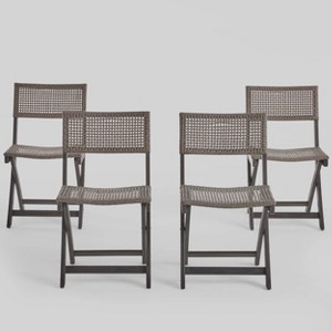 4pk Hillside Acacia Wood Foldable Patio Bistro Chairs Gray - Christopher Knight Home - 1 of 4