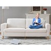 84" Faux Leather Couch, Brown Couches for Living Room, 3 Seater Sofa with Wide Armrests, Wood Legs, Deep Seats, Mid-Century Modern Loveseat Sofa - 3 of 4