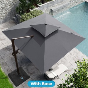 Crestlive Products 10FT Square Double Top Offset Cantilever Umbrella with Base UV30+ Outdoor 360 Degree Rotation 6 Heights Adjustable Umbrella - 1 of 4