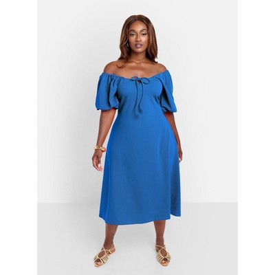 Rebdolls Women's Have It All Peasant Top A-Line Midi Dress