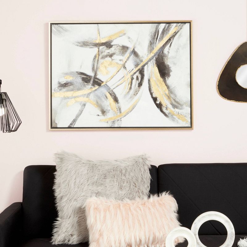 Contemporary Canvas Abstract Framed Wall Art with Gold Frame Gold - CosmoLiving by Cosmopolitan, 5 of 23