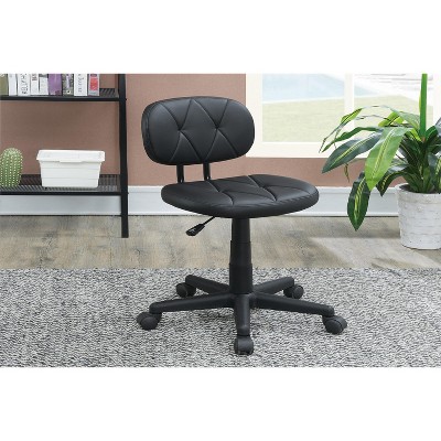 DOMETOUR Modern 1pc Office Chair Black Tufted Design Upholstered Chairs with wheels
