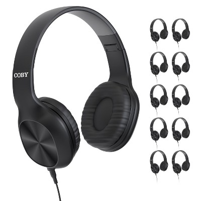 Coby 10-Pack Wired On-Ear Headphones (No Boom Mic) Black 1