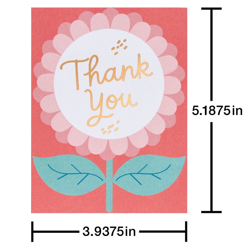 10ct Thank You Cards Flower Lettering Gold, 6 of 8