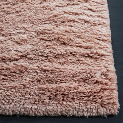 Pink 8' x 10' Handmade Wool Shag Area Rug