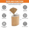 GustoWave Bamboo Laundry Hamper Large 58L/106L with Removable 3/4-Section Liner, Foldable Storage Basket with Lid and Handles - 2 of 4
