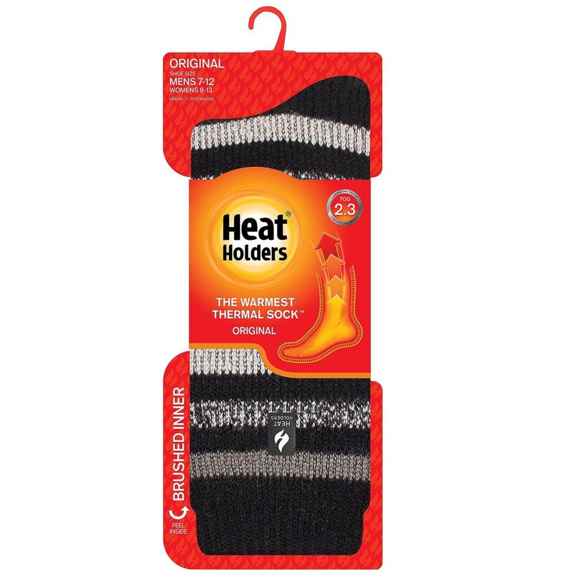Heat Holders® Men's Brian ORIGINAL™ Striped Crew Socks | Advanced Thermal Yarn | Thick Boot Socks Cold Weather Gear | Warm + Soft, Hiking, Cabin, Hunting, Outdoor, Cozy Socks, 2 of 3