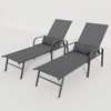 Whisen Gray Outdoor Adjustable Patio Swimming Pool Lounge Chaise Lounge Recliner with Pillow - 2 of 4