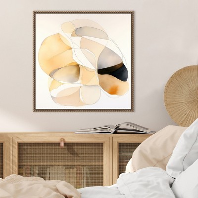 Abstract Beige and Black Organic Shapes Canvas Art, 22x22