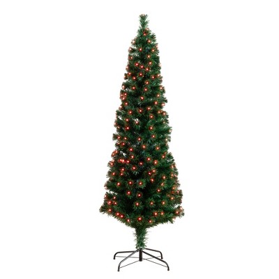 Nearly Natural 6-ft Slim Pre-Lit Fiber Optic Artificial Christmas Tree with 282 Colorful LED Lights