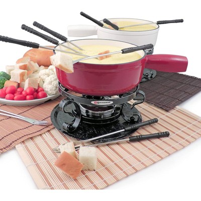 Swissmar Lugano 9 Piece Fondue Set, Cherry