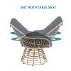 360° Swivel Chairs for Outside Patio Set of 3,PE Wicker Luxury Lounger Chair with Coffe Table,Soft Cushion for Apartment Balcony,Patio,Porch,Yard - 4 of 4