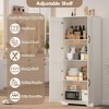 Homhougo Tall Kitchen Pantry Cabinet 60" | Freestanding Storage Cupboard with 2 Doors & Adjustable Shelves | Multi-Purpose Pantry White - 4 of 4