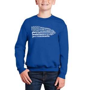 LA Pop Art Pledge Of Allegiance Flag - Boy's Word Art Crewneck Sweatshirt - 1 of 3