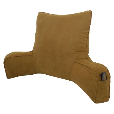 Brown Suede Oversized Bed Rest Lounger with Wide Arms