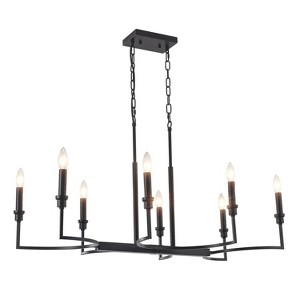 PAKOKULA Industrial 8-Light Black Linear Classic-Candle-Style Chandelier - 1 of 4