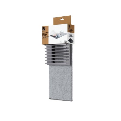 Charcoal Foldable Dish Drying Rack with Microfiber Mat