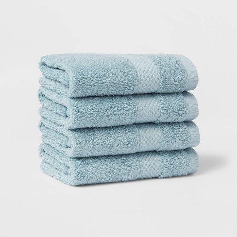 4pk Quick Dry Ribbed Hand/Wash Towel Set Aqua - Threshold™